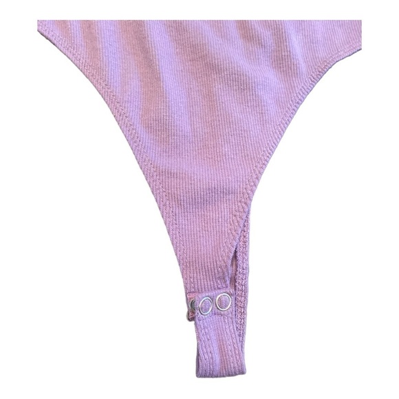 bp Picot Trim Cotton Blend Rib Bodysuit in purple - Picture 5 of 13
